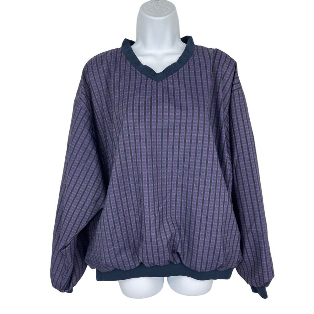 Forresters Purple Plaid Performance Outerwear Pullover Windbreaker Size L
